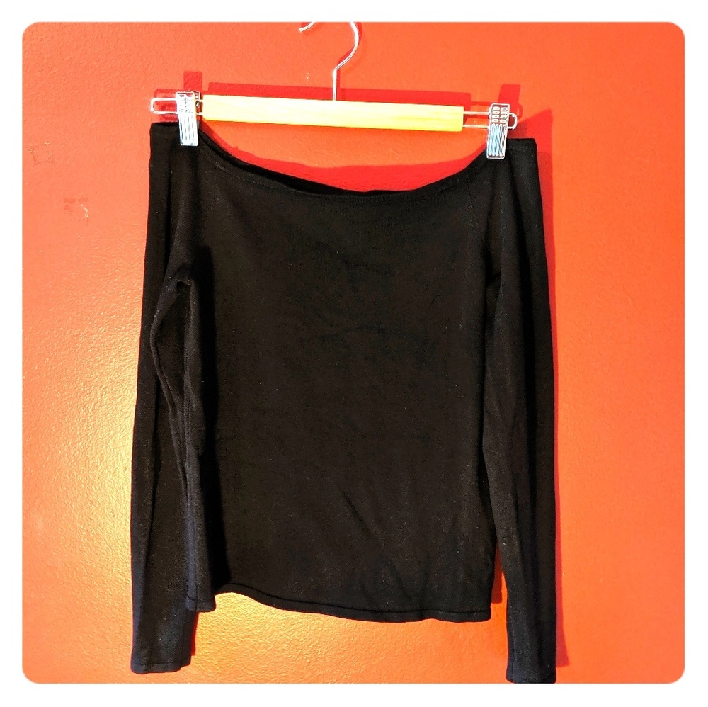Black Off The Shoulder Knit Top